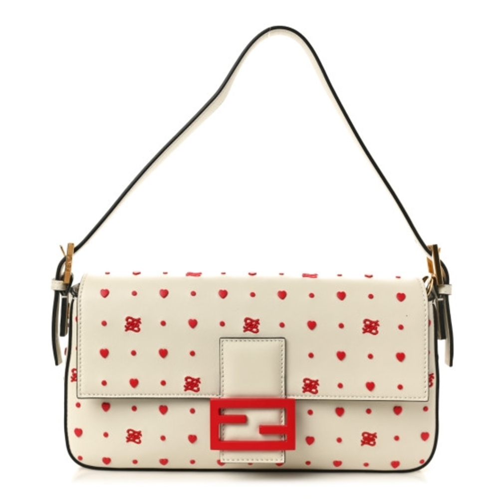 FENDI Vitello Burro Chinese Valentines Day Karligraphy Embroidered Baguette 1997